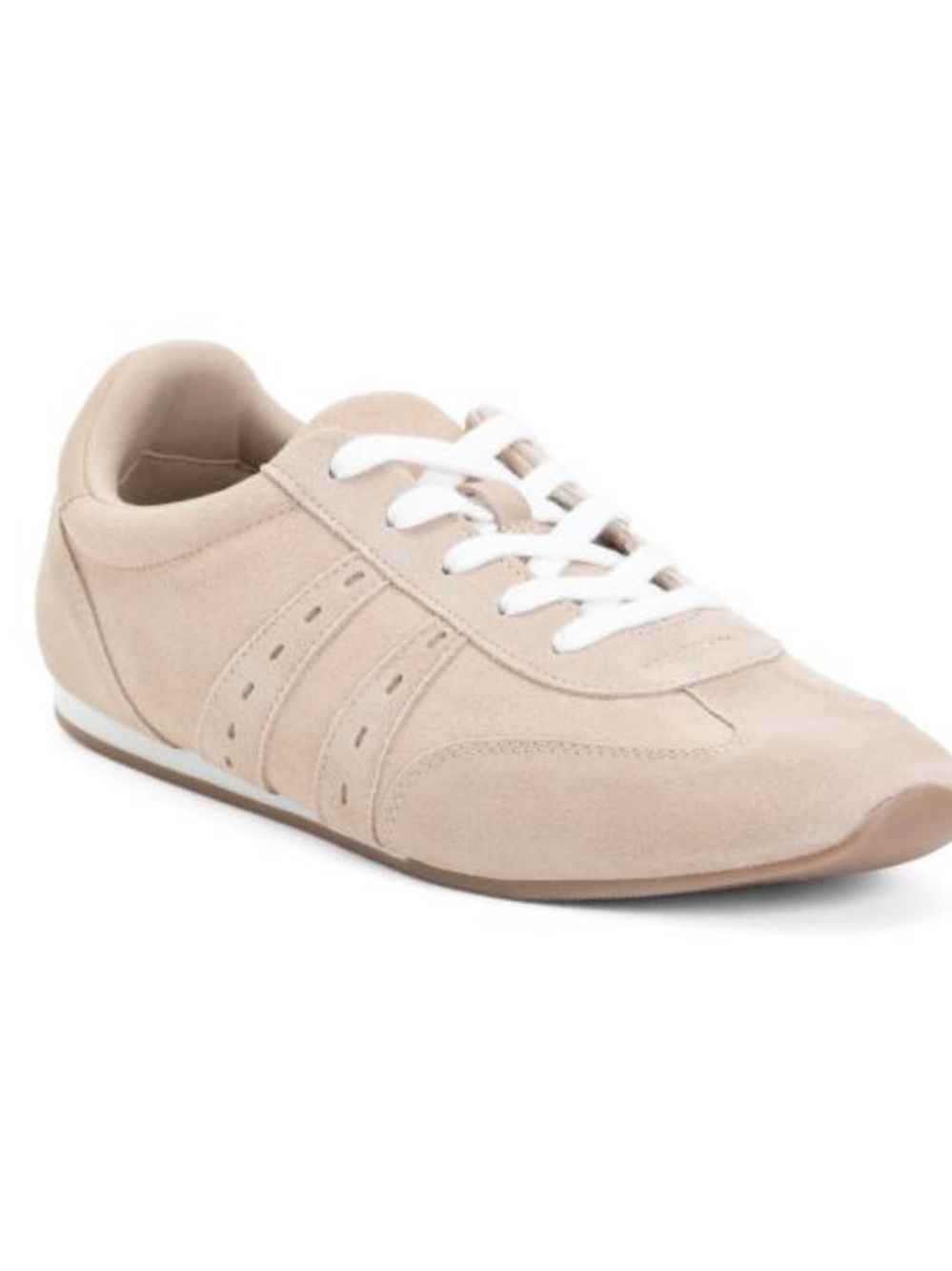 TAHARI Beige Suede Lace-Up Sneaker